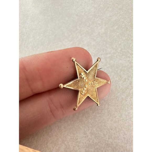 Antique Victorian stamped solid gold 6 pointed star dainty pin brooch - Picture 3 of 7